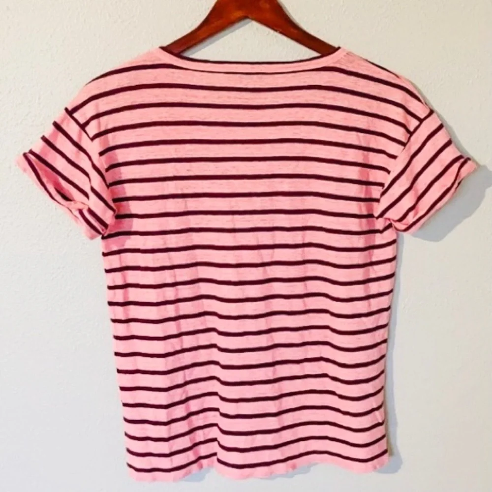 J. Crew Striped Linen Henley Tee size Medium - Picture 5 of 7